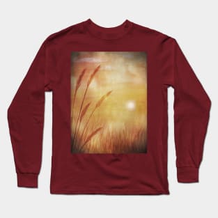 Watercolor Sunset Wheat Grass Long Sleeve T-Shirt